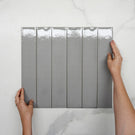 Grigio Theo Subway Tile 75 x 400mm Italian Porcelain Grey