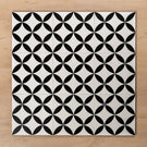 Henley Small Round Matt Rectified Porcelain Tile 200x200mm Black & White - The Blue Space