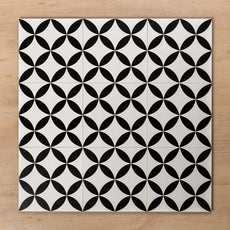 Henley Small Round Matt Rectified Porcelain Tile 200x200mm Black & White - The Blue Space