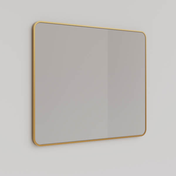 INELM8060-BB | Ingrain 800mm by 600mm Rectangular Backlit Mirror with Touch Sensor and Demister Pad with Brushed Brass Aluminium Frame | Product Image
