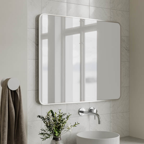 Ingrain Rectangle Brushed Nickel Framed Mirror 750mm by 900mm