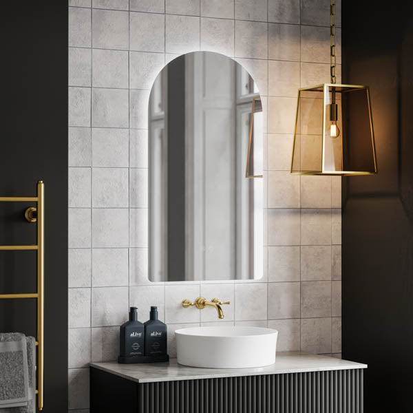 Ingrain Arch Shaped Frameless Backlit LED Mirror 500mm by 900mm