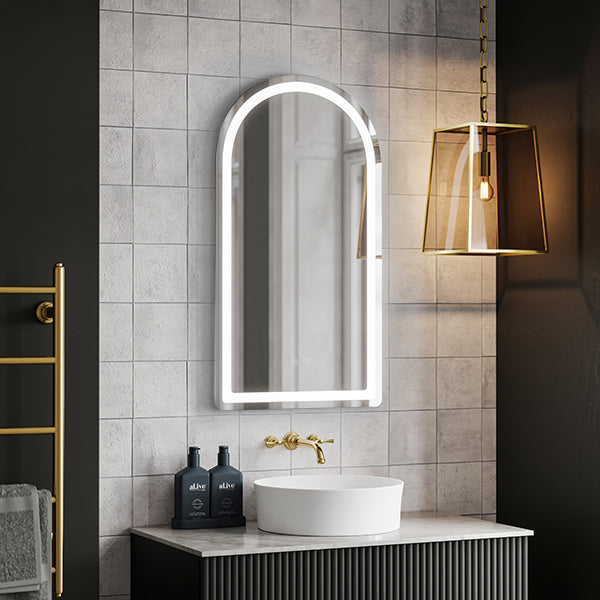Ingrain Arch Shaped Frameless Frontlit LED Mirror 500mm by 900mm
