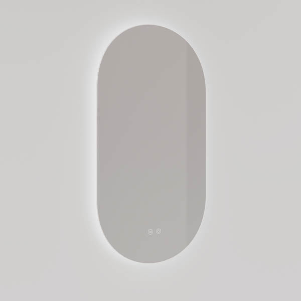 INLOM5090 - Ingrain 500mm by 900mm Pill Shaped Backlit Mirror with Touch Sensor and Demister Pad Frameless | Product Image