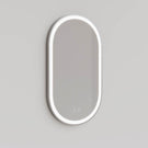INDOM5085-BN | Ingrain 500mm by 850mm Pill Shaped Frontlit Mirror with Touch Sensor and Demister Pad with Brushed Nickel Frame | Product Image