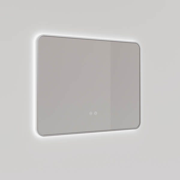 INELM8060-BN | Ingrain 800mm by 600mm Rectangular Backlit Mirror with Touch Sensor and Demister Pad with Brushed Nickel Aluminium Frame |  Product Image
