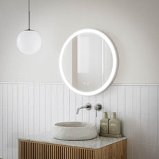 INLRM60-BN | Ingrain 600mm Round Frontlit Mirror with Touch Sensor and Demister Pad - Brushed Nickel Aluminium frame