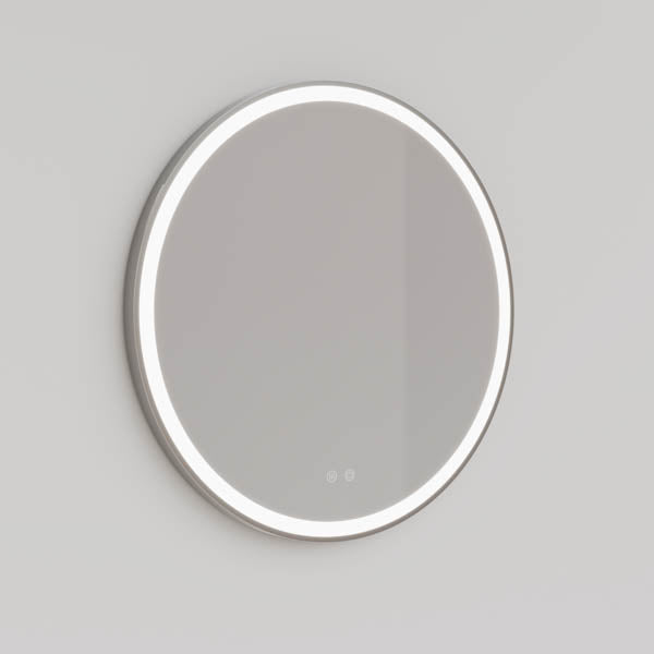 INLRM80-BN | Ingrain 800mm Round Frontlit Mirror with Touch Sensor and Demister Pad - Brushed Nickel Aluminium frame | Product Image