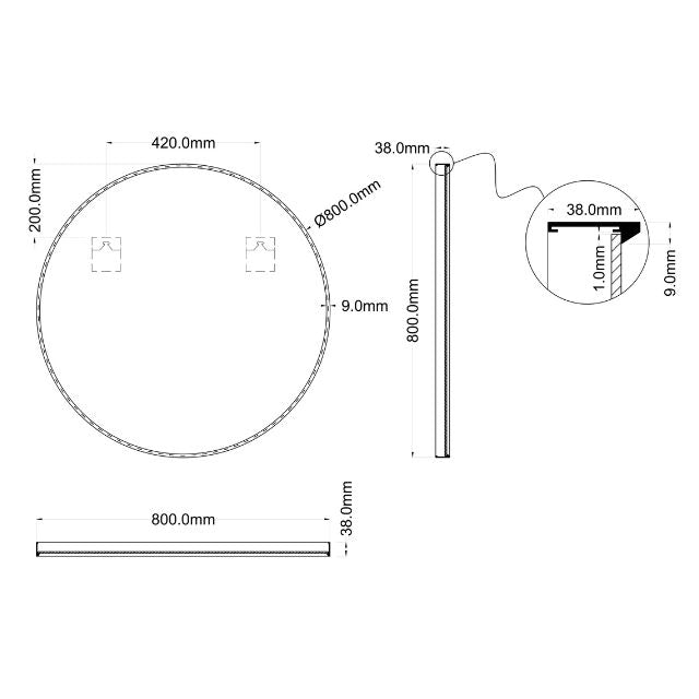 Ingrain Round Brushed Gold Framed Mirror 800mm
