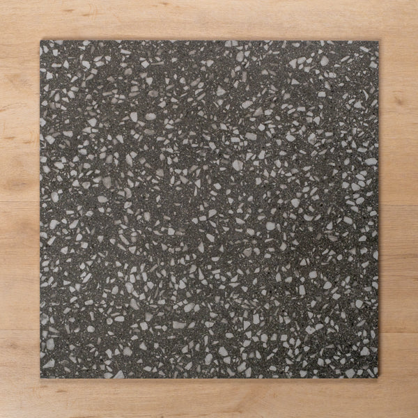 Island Terrazzo Charcoal Matt P4 Porcelain Tile 600x600mm - The Blue Space