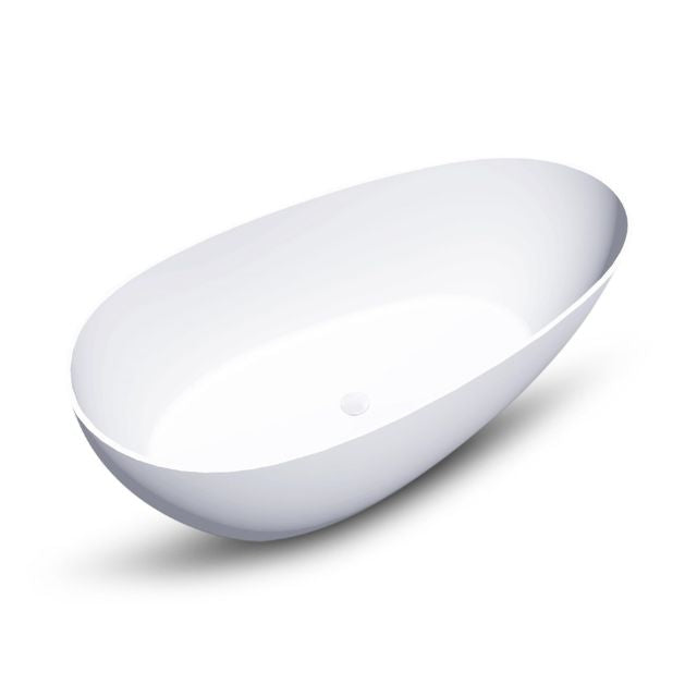 Top View Kaskade Alice Freestanding Egg-Shaped Stone Bath Matte White VX03-1700 - The Blue Space