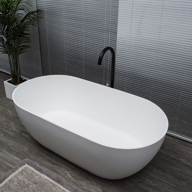 Kaskade Lucia Freestanding Stone Bath Matte White 1800mm