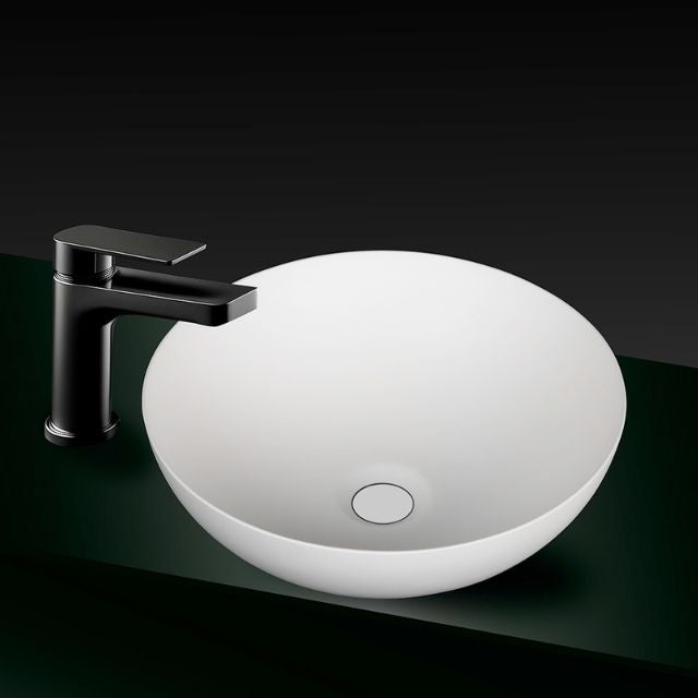 Kaskade Round Stone Above Counter Basin 350mm Matte White VXA22 ...
