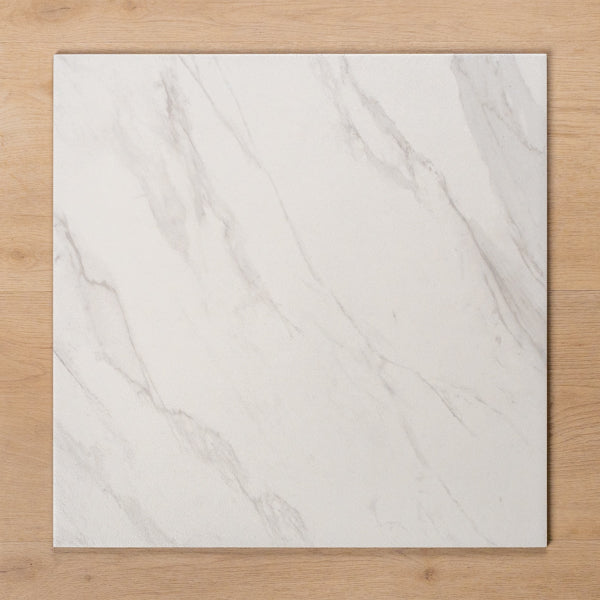Kings Marble Carrara Lappato Cushioned Edge Ceramic Tile 450x450mm