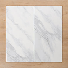 Kings Marble Carrara White Gloss Cushioned Edge Ceramic Tile 300x600mm Double - The Blue Space