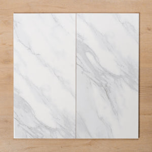 Kings Marble Carrara White Gloss Cushioned Edge Ceramic Tile 300x600mm