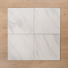 Kings Marble Carrara White Matt Cushioned Edge Ceramic Tile 300x300mm - The Blue Space