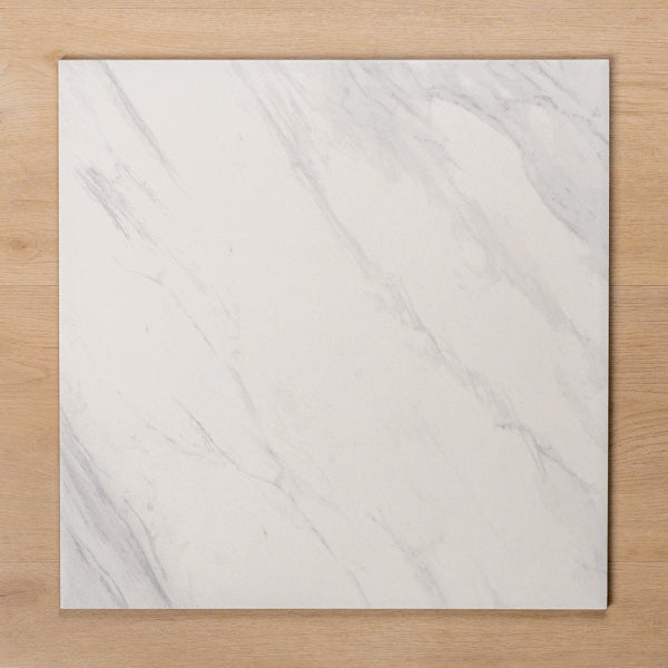 Kings Marble Carrara White Matt Cushioned Edge Ceramic Tile 450x450mm