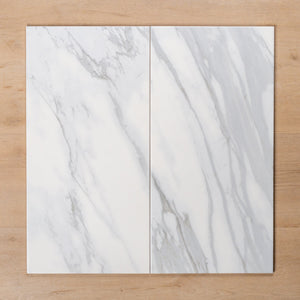 Kings Marble Carrara White Satin Cushioned Edge Ceramic Tile 300x600mm