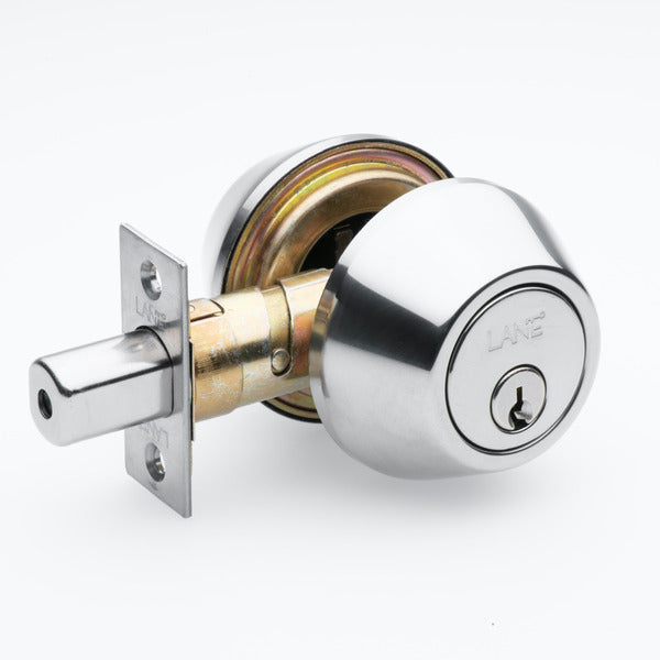 Lane Double Cylinder Deadbolt RD Polished Stainless Steel - The Blue Space