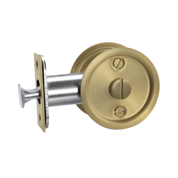 Lockwood Vivid Cavity Slider Door Handle Privacy Door Handle Set Satin Brass