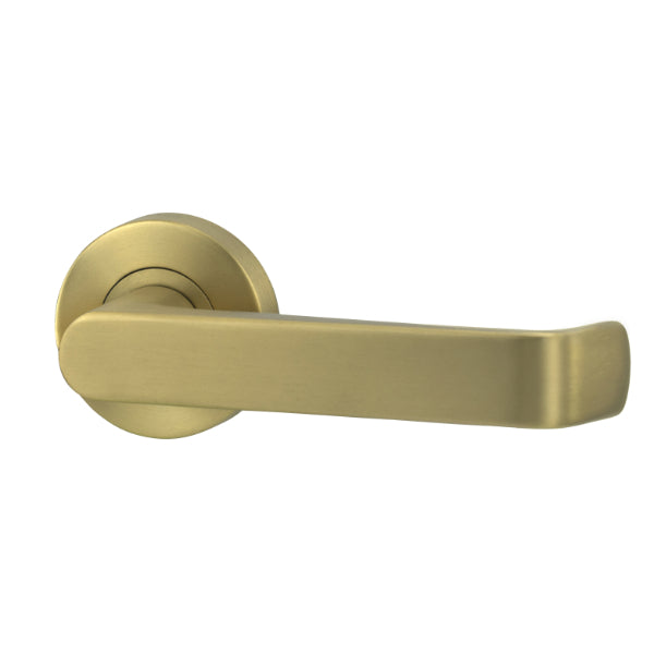 Lockwood Vivid V1 Passage Lever Door Handle Set Round Rose Satin Brass