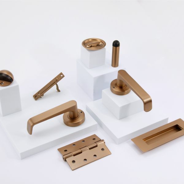 Lockwood Vivid V1 Passage Lever Door Handle Set Round Rose Satin Bronze