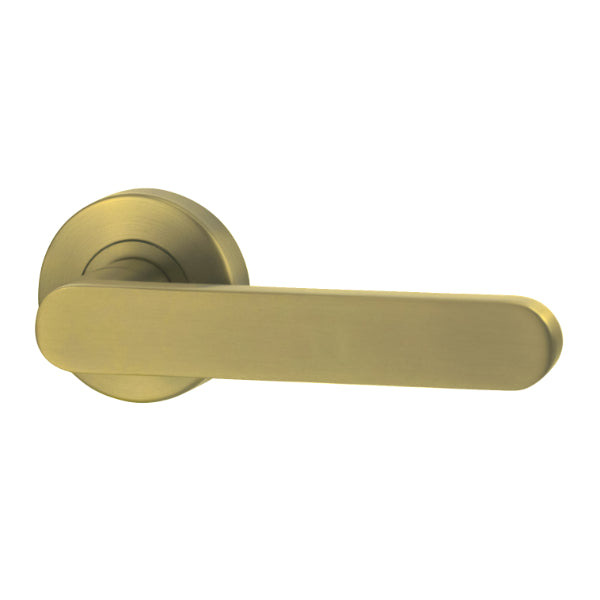 Lockwood Vivid V3 Passage Lever Door Handle Set Round Rose Satin Brass