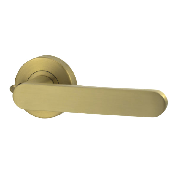 Lockwood Vivid V3 Privacy Lever Set Round Rose Satin Brass | The Blue Space