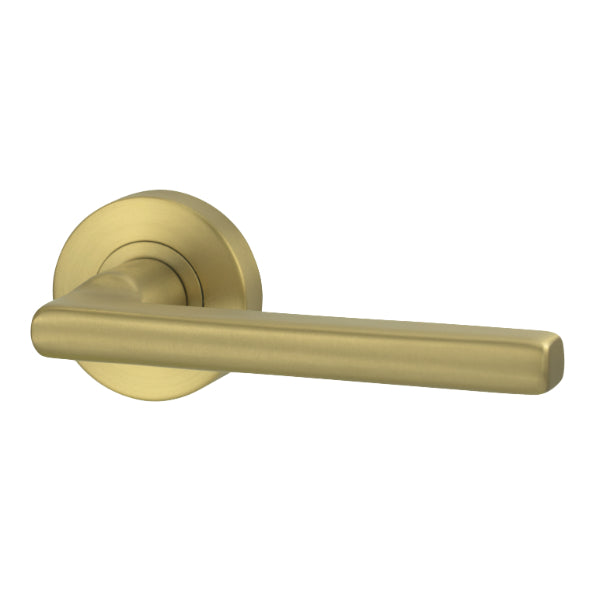 Lockwood Vivid V4 Passage Lever Door Handle Set Round Rose Satin Brass