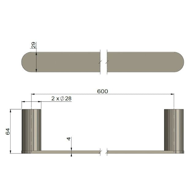 Meir Curvaé Single Towel Rail 600mm Matte Black