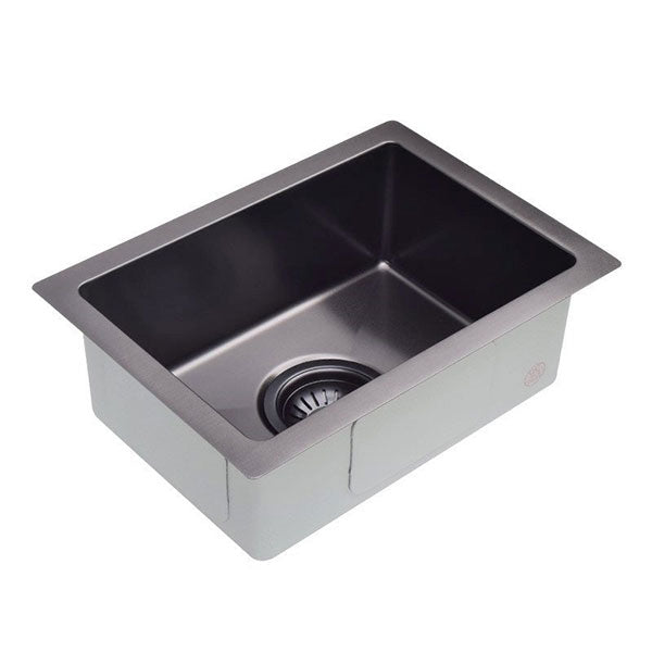 Meir Kitchen Mini Sink Single Bowl 272 x 382 Gunmetal Black Side View - The Blue Space