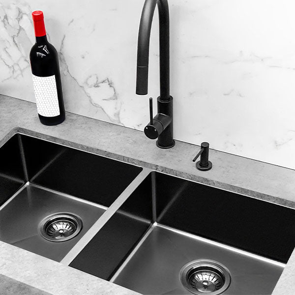 Meir Double Bowl PVD Kitchen Sink 760mm - Gunmetal Black