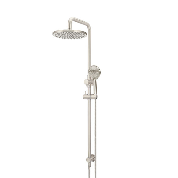 Meir Round Combination Shower Rail 200mm, 3 Function Hand Shower Brushed Nickel