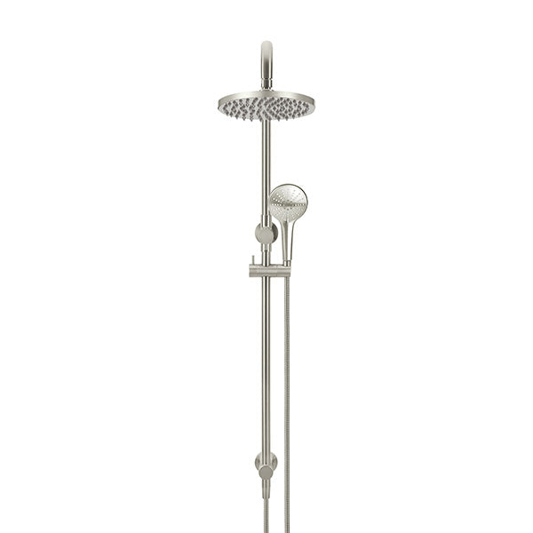 Meir Round Combination Shower Rail 200mm, 3 Function Hand Shower Brushed Nickel