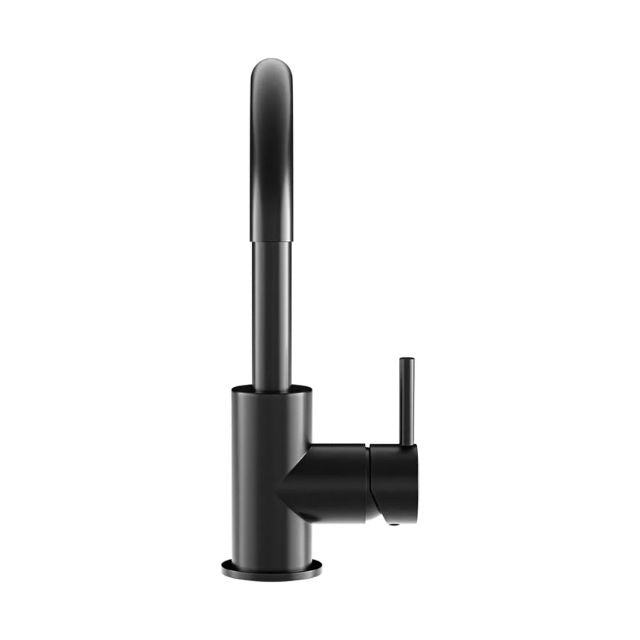 Meir Round Gooseneck Basin Mixer with Cold Start Matte Black