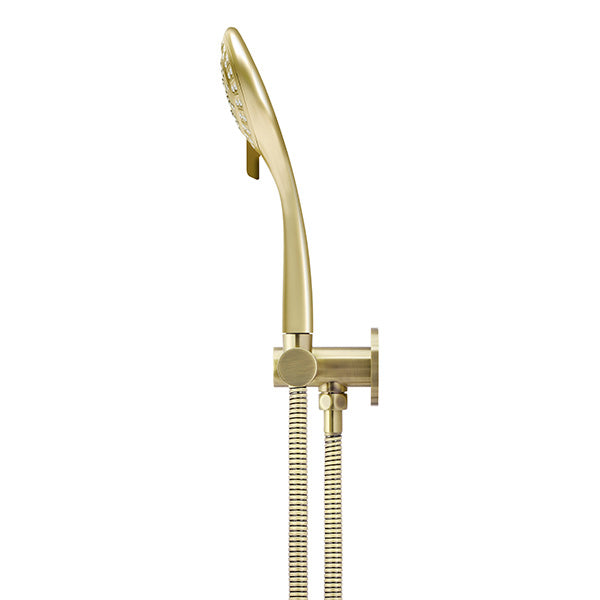 Meir Round 3 Function Hand Shower on Swivel Bracket in Tiger Bronze side view - The Blue Space