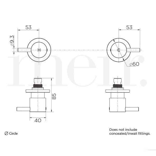 Meir Round Quarter Turn Wall Top Assemblies Lustre Bronze