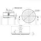 Meir Round Rain Shower Head 200mm Technical Drawing - The Blue Space 