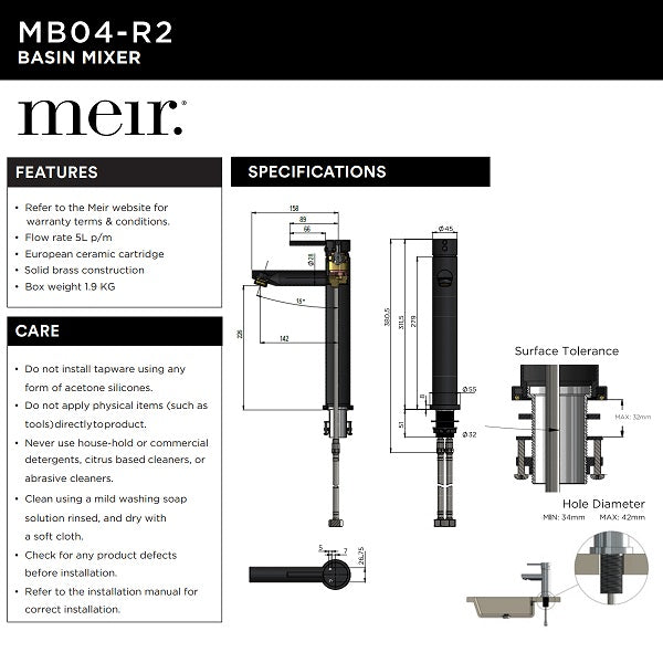 Meir Round Tall Basin Mixer Lustre Bronze