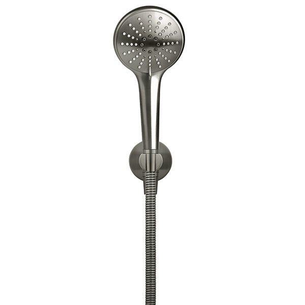 Meir Round 3 Function Hand Shower on Fixed Bracket Shadow, front view - The Blue Space