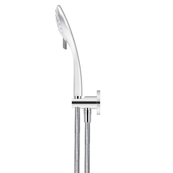 Meir Round 3 Function Hand Shower on Fixed Bracket Chrome, side view - The Blue Space