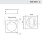 Meir Square Floor Grate Shower Drain 50mm Outlet Technical Drawing - The Blue Space