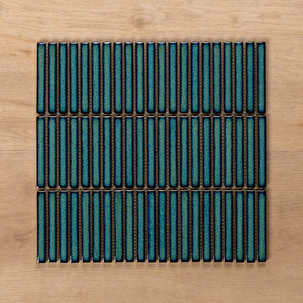 Middleton Jade Porcelain Mosaic Finger Tile 12x92mm - The Blue Space