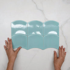 Mint Green Layne Waves Feature Tile 120 x 120 x 6mm Ceramic