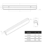 Momo Handles Flapp Timber Pull Handle Technical Drawing | The Blue Space