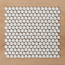 Mooloolaba Gloss White Porcelain Penny Round Mosaic Tile 20x20mm - The Blue Space