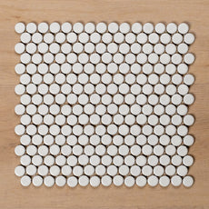Mooloolaba Gloss White Porcelain Penny Round Mosaic Tile 20x20mm - The Blue Space
