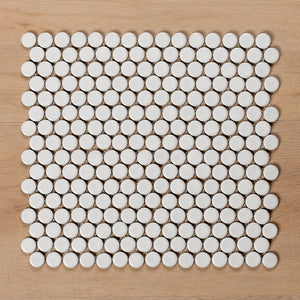 Mooloolaba Gloss White Porcelain Penny Round Mosaic Tile 20x20mm