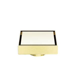 Nero 100mm Square Tile Insert Floor Waste 50mm Outlet Brushed Gold
